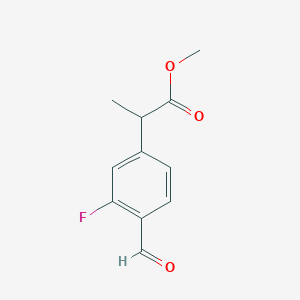 molecular formula C11H11FO3 B8279906 Methyl 2-(3-fluoro-4-formylphenyl)propionate 