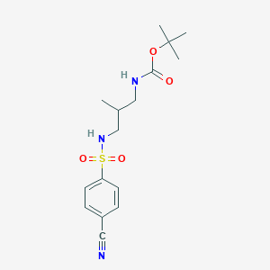molecular formula C16H23N3O4S B8280342 Tert-butyl (3-(4-cyanophenylsulfonamido)-2-methylpropyl)carbamate 