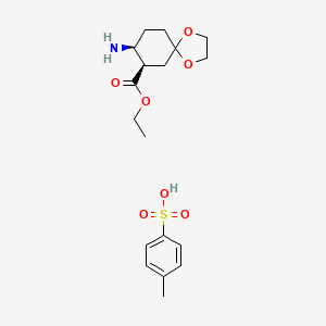 molecular formula C18H27NO7S B8280387 Ethyl (7R,8S)-8-amino-1,4-dioxaspiro[4.5]decane-7-carboxylate 4-methylbenzenesulfonate 