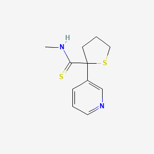 molecular formula C11H14N2S2 B8281323 N-methyl-2-pyridin-3-ylthiolane-2-carbothioamide 