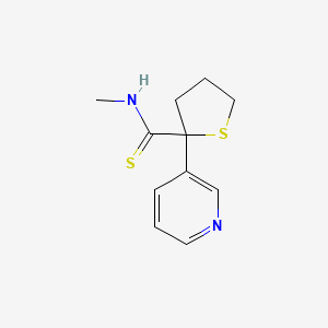 molecular formula C11H14N2S2 B8281323 N-Methyl-2-(pyrid-3-yl)-tetrahydrothiophen-2-carbothioamide 