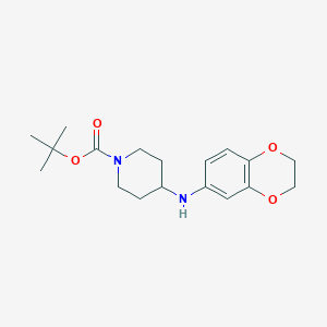 molecular formula C18H26N2O4 B8281331 Tert-butyl 4-[(2,3-dihydro-1,4-benzodioxin-6-yl)amino]piperidine-1-carboxylate 