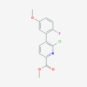 molecular formula C14H11ClFNO3 B8281351 Methyl 6-chloro-5-(2-fluoro-5-methoxyphenyl)picolinate 