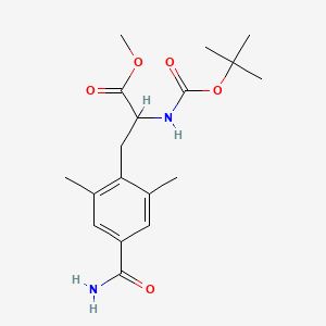 molecular formula C18H26N2O5 B8281402 2-tert-Butoxycarbonylamino-3-(4-carbamoyl-2,6-dimethyl-phenyl)-propionic acid methyl ester 