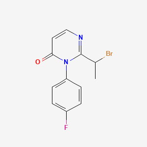 molecular formula C12H10BrFN2O B8281403 2-(1-Bromo-ethyl)-3-(4-fluoro-phenyl)-3H-pyrimidin-4-one 