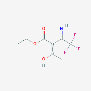 molecular formula C8H10F3NO3 B8281477 Ethyl 2-acetyl-3-amino-4,4,4-trifluoro-2-butenoate 
