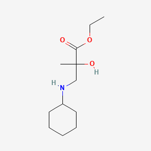 molecular formula C12H23NO3 B8281558 Ethyl 3-(cyclohexylamino)-2-hydroxy-2-methylpropanoate 