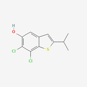 molecular formula C11H10Cl2OS B8282044 6,7-Dichloro-5-hydroxy-2-isopropylbenzo[b]thiophene 