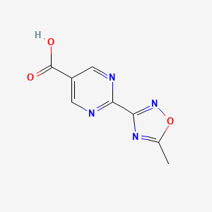 molecular formula C8H6N4O3 B8282065 2-(5-Methyl-[1,2,4]oxadiazol-3-yl)-pyrimidine-5-carboxylic acid 