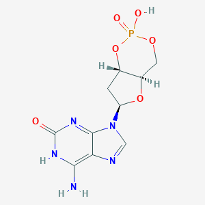 molecular formula C10H12N5O6P B082823 9-[(4aR,6R,7aS)-2-hydroxy-2-oxo-4a,6,7,7a-tetrahydro-4H-furo[3,2-d][1,3,2]dioxaphosphinin-6-yl]-6-amino-1H-purin-2-one CAS No. 13440-33-0