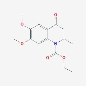 molecular formula C15H19NO5 B8283082 ethyl 6,7-dimethoxy-2-methyl-4-oxo-3,4-dihydro-1(2H)-quinolinecarboxylate 