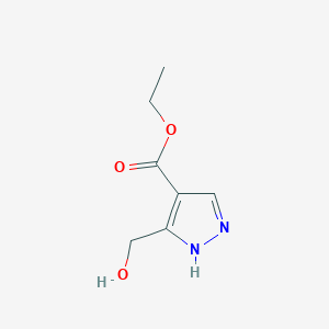 molecular formula C7H10N2O3 B8283689 Ethyl 3-(hydroxymethyl)-1H-pyrazole-4-carboxylate 