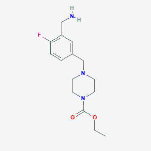 molecular formula C15H22FN3O2 B8284238 Ethyl 4-(3-(aminomethyl)-4-fluorobenzyl)piperazine-1-carboxylate 