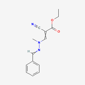 molecular formula C14H15N3O2 B8284589 ethyl 2-cyano-3-[1-methyl-2-(phenylmethylidene)hydrazin-1-yl]prop-2-enoate 