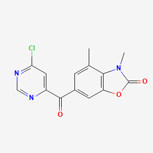 molecular formula C14H10ClN3O3 B8284670 6-(6-chloropyrimidine-4-carbonyl)-3,4-dimethyl-3H-benzoxazol-2-one 