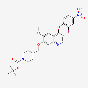 molecular formula C27H30FN3O7 B8284712 tert-Butyl 4-(((4-(2-fluoro-4-nitrophenoxy)-6-methoxyquinolin-7-yl)oxy)methyl)piperidine-1-carboxylate 