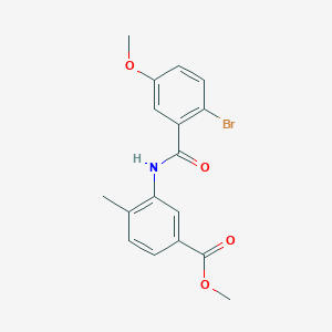 molecular formula C17H16BrNO4 B8285039 Methyl 3-[(2-bromo-5-methoxybenzoyl)amino]-4-methylbenzoate 