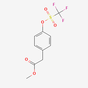 molecular formula C10H9F3O5S B8285263 Methyl 2-{4-[(trifluoromethyl)sulfonyloxy]phenyl}acetate 