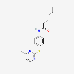 molecular formula C18H23N3OS B8286345 N-[4-[(4,6-dimethylpyrimidin-2-yl)thio]phenyl]hexanamide 