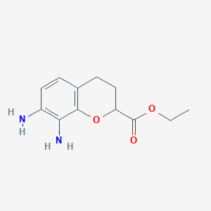 molecular formula C12H16N2O3 B8287449 Ethyl-7,8-diamino-chroman-2-carboxylate 