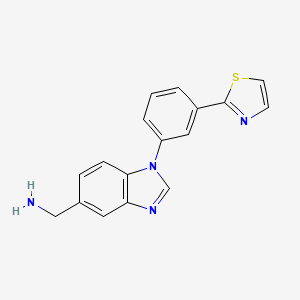 molecular formula C17H14N4S B8287794 C-[1-(3-thiazol-2-yl-phenyl)-1H-benzoimidazol-5-yl]-methylamine 