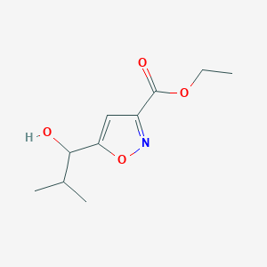 molecular formula C10H15NO4 B8287906 Ethyl 5-(1-hydroxy-2-methylpropyl)isoxazole-3-carboxylate 
