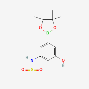 molecular formula C13H20BNO5S B8288154 N-(3-Hydroxy-5-(4,4,5,5-tetramethyl-1,3,2-dioxaborolan-2-YL)phenyl)methanesulfonamide 