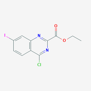 molecular formula C11H8ClIN2O2 B8288368 Ethyl 4-chloro-7-iodoquinazoline-2-carboxylate 