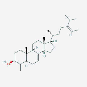molecular formula C30H50O B082888 (3beta,5alpha)-4-Methylstigmasta-7,24(28)-dien-3-ol CAS No. 11040-28-1