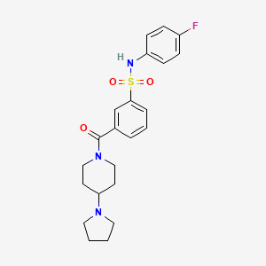 molecular formula C22H26FN3O3S B8289447 N-(4-fluorophenyl)-3-[(4-pyrrolidin-1-ylpiperidin-1-yl)carbonyl]benzenesulfonamide 