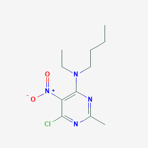 molecular formula C11H17ClN4O2 B8290219 4-Chloro-6-(ethylbutylamino)-2-methyl-5-nitropyrimidine 
