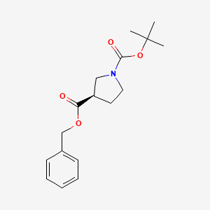 molecular formula C17H23NO4 B8290458 Benzyl (R)-1-tert-butoxycarbonylpyrrolidine-3-carboxylate 