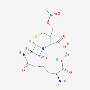molecular formula C16H21N3O8SZn B082908 (6R,7R)-3-(Acetyloxymethyl)-7-[[(5R)-5-amino-5-carboxypentanoyl]amino]-8-oxo-5-thia-1-azabicyclo[4.2.0]oct-2-ene-2-carboxylic acid;zinc CAS No. 12567-06-5