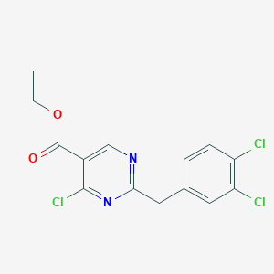molecular formula C14H11Cl3N2O2 B8290823 Ethyl 4-chloro-2-(3',4'-dichlorobenzyl)pyrimidine-5-carboxylate 