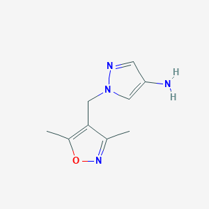 molecular formula C9H12N4O B8291237 1-((3,5-dimethylisoxazol-4-yl)methyl)-1H-pyrazol-4-amine 