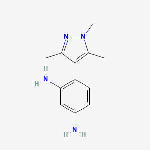 molecular formula C12H16N4 B8291876 4-(1,3,5-Trimethylpyrazol-4-yl)benzene-1,3-diamine 