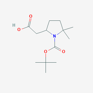 molecular formula C13H23NO4 B8291998 2-(1-(Tert-butoxycarbonyl)-5,5-dimethylpyrrolidin-2-yl)acetic acid 