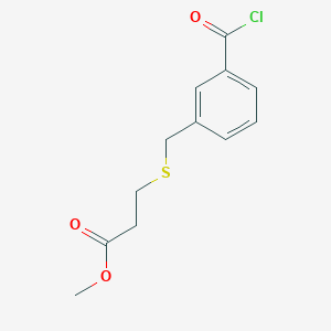 molecular formula C12H13ClO3S B8292242 Methyl 3-(3-(chlorocarbonyl)benzylthio)propanoate 