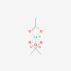 molecular formula C6H11LaO7 B8292516 Lanthanum,tris(acetato-O,O')aqua- 