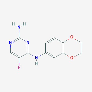 molecular formula C12H11FN4O2 B8293792 N4-(3,4-ethylenedioxyphenyl)-5-fluoro-2,4-pyrmidinediamine 
