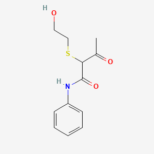 molecular formula C12H15NO3S B8293878 2-[(2-hydroxyethyl)thio]-3-oxo-N-phenyl-butanamide 