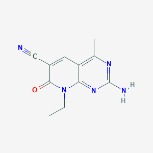 molecular formula C11H11N5O B8294255 2-Amino-8-ethyl-4-methyl-7-oxo-7,8-dihydropyrido[2,3-d]pyrimidine-6-carbonitrile 
