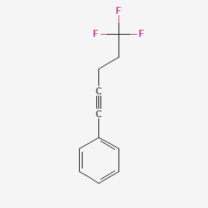 molecular formula C11H9F3 B8294316 Benzene, (5,5,5-trifluoro-1-pentyn-1-yl)- 