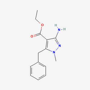 molecular formula C14H17N3O2 B8294427 ethyl 3-amino-5-benzyl-1-methyl-1H-pyrazole-4-carboxylate 