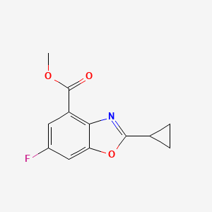 molecular formula C12H10FNO3 B8295134 Methyl 2-cyclopropyl-6-fluorobenzoxazole-4-carboxylate 