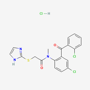B8295535 Acetamide, N-(4-chloro-2-(2-chlorobenzoyl)phenyl)-2-(1H-imidazol-2-ylthio)-N-methyl-, monohydrochloride CAS No. 128433-27-2