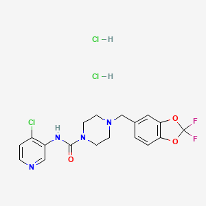 molecular formula C18H19Cl3F2N4O3 B8295929 JNJ-42165279 dihydrochloride CAS No. 1346528-51-5