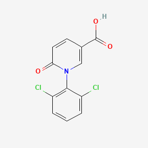 molecular formula C12H7Cl2NO3 B8295951 1-(2,6-Dichlorophenyl)-6-oxo-1,6-dihydro-3-pyridinecarboxylic acid 