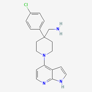 molecular formula C19H21ClN4 B8295960 4-Piperidinemethanamine,4-(4-chlorophenyl)-1-(1h-pyrrolo[2,3-b]pyridin-4-yl)- 