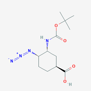 molecular formula C12H20N4O4 B8295963 (1S,3R,4S)-4-Azido-3-[(tert-butoxycarbonyl)amino]cyclohexane-1-carboxylic acid CAS No. 365997-67-7